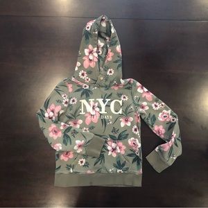 H&M Girls Floral Pullover Hoodie Sz 8-10Y